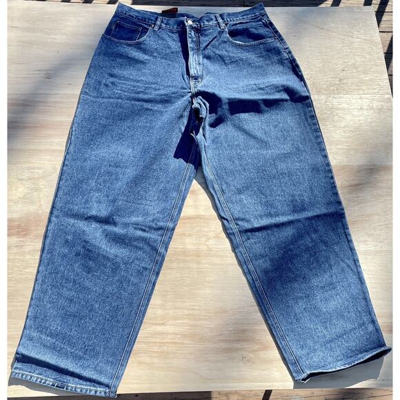 Vintage Deadstock Pelle Pelle Extra Baggy Patchwork‎ Blue Denim Jeans Men's 40 - Picture 1 of 10